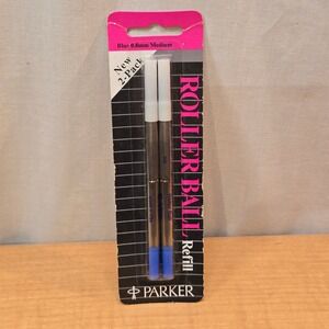 2 Original Parker Roller ball Blue Pen Refills Sealed Packs 0.8MM Medium 32225